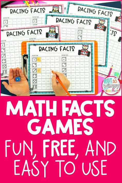 Math Facts Games that are fun, free, and easy to use! A great way to learn in your classroom! Multiplication Fact Practice Games, 3rd Grade Math Fluency Games, Addition Fluency Games 2nd Grade, Fun First Grade Math Activities, Make And Take Math Games, Math Games 3rd Grade Free, Third Grade Math Games Free, Math Facts Printables Free, Fast Facts Math