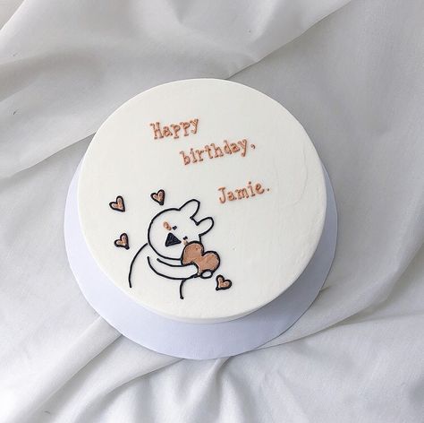 Minimalist Cake Design, Cake Design Birthday, Korea Cake, Birthday 19, Birthday Cake For Boyfriend, Minimalist Cake, Cake For Boyfriend, Pastel Cakes, Korean Cake