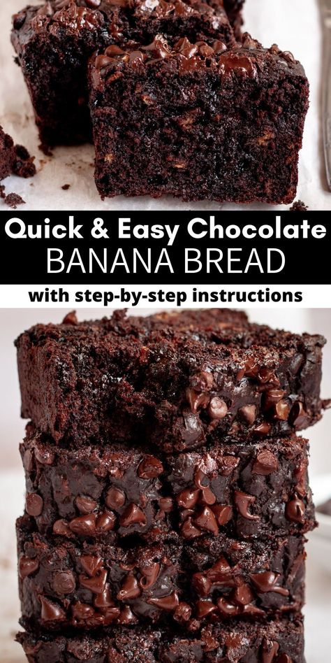 Banana Bread Bundt Cake Chocolate Chips, Vegan Double Chocolate Banana Bread, Different Kinds Of Banana Bread, Banana Chocolate Loaf, Moist Chocolate Banana Bread, Chocolate Chip Banana Bread 2 Bananas, Mocha Banana Bread, Moist Chocolate Banana Cake, Chocolate Chocolate Chip Banana Bread