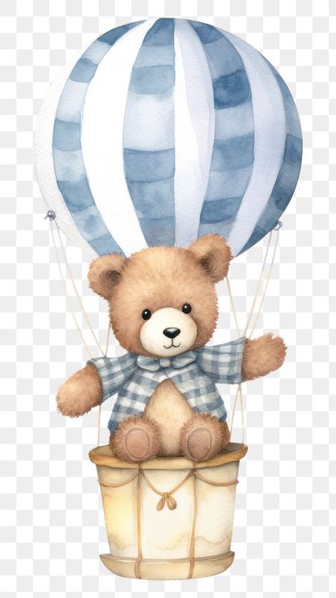 Hot Air Balloon Watercolor, Air Balloon Watercolor, Bear Hot Air Balloon, Balloon Watercolor, Png Bear, Flower Border Clipart, Baby Corner, Bear Png, Teddy Bear Clipart