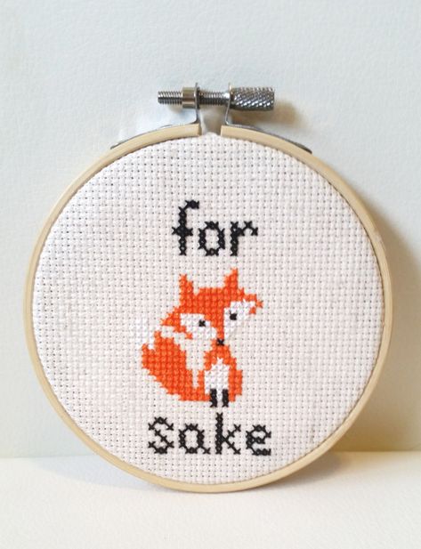 For Fox Sake Stitch Needlepoint Home Decor by holystitches101 Cross Stitch Gifts Ideas, For Fox Sake, Funny Cross Stitch, Fox Sake, Subversive Cross Stitch, Stitch Gift, Cross Stitch Funny, Cross Stitches, Creation Couture