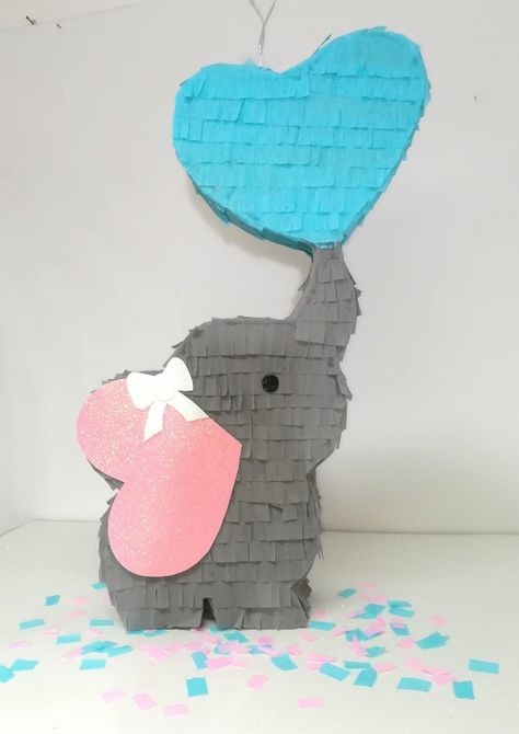 Gender reveal pinata! Baby Shower Snacks Boy, Pinata Ideas, Gender Reveal Pinata, Baby Gender Reveal Party Decorations, Baby Shower Snacks, Piñata Ideas, Diy Baby Shower Decorations, Handmade Baby Shower Gift, Baby Elefant