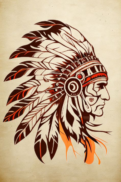 The beauty and elegance of our Native American Tattoo design make it a perfect addition to any collection - whether you're a fan of traditional art or simply appreciate the symbolism and meaning behind it. Get it as a tattoo or on Redbubble products and add a touch of cultural richness to your style. Native American Typography, Native Art Paintings, Native American Men Drawing, Native American Shoulder Tattoo, Native American Sketch, Apache Tattoo Design, Native American Logo, Traditional Native American Tattoos, Native American Art Drawings