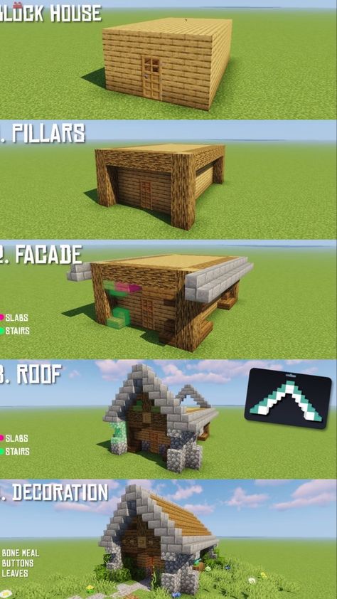 Minecraft Coastal Builds, Cute Minecraft Building Ideas Small, Minecraft Houses Step By Step, Minecraft Houses Simple, Ideas De Minecraft, Minecraft Houses Modern, Survival Builds, Minecraft Houses Easy, Minecraft Blueprint