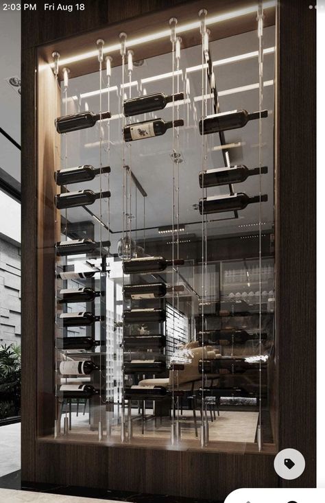 Wine Cabinet Design, Wine Wall Display, Wine Cellar Wall, Modern Home Bar, Home Wine Cellars, Wine Cellar Design, Luxury Bar, Cellar Design, Home Bar Designs