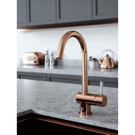 Dimensions    Height  - 321mm   Spout Reach  - 172mm   Spout Height  - 219mm   Weight  - 1000     Product Features    Style  - Contemporary   Colour  - Copper   Tap Holes  - 1   Minimum Bar Pressure  - 0.5 Bar - Medium Pressure         Additional Information   Made from Brass with PVD coloured coating / WRAS Approved     Guarantee   1 Year guarantee against manufacturing defects.  The guarantee does not cover damage caused during fitting, or caused by poor installation or servicing, accidental o Mustard Kitchen, Copper Taps, Kitchen Contemporary, Kitchen Finishes, Copper And Pink, Chrome Kitchen, Color Cobre, Brushed Copper, Sink Mixer Taps