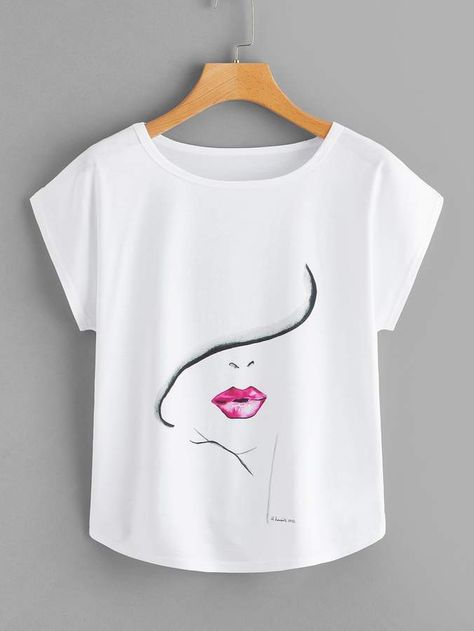 Fabric Paint Shirt, Shirt Painting, Lip Print, Watercolor Fabric, Paint Shirts, T Shirt Painting, Lips Print, Shirt Print Design, Pretty Designs