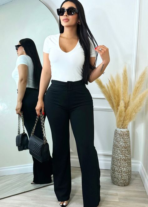 Black flare pants outfit