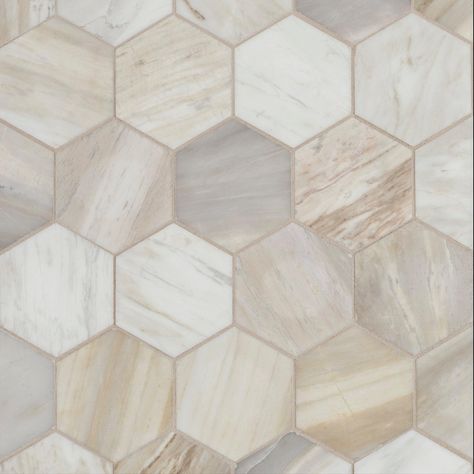 Maravilla | Sienna Sunset 3 inch Hexagon Polished Marble Mosaic Tile, 11 x 12, Gold/Yellow, 1/3 inch Thick - Floor & Decor Exterior Floor Tiles, Vinyl Tile Flooring Bathroom, Travertine Tile Floors, Tile Hexagon, Honed Marble, Marble Mosaic Tiles, Travertine Tile, Hexagon Tiles, Luxury Vinyl Tile