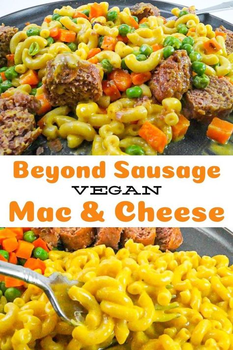 The best vegan mac & cheese made into a meal with Beyond Sausage and mixed veggies.  Super easy to make, ready in 20 minutes!  #veganrecipes #veganmacandcheese #veganbeyondsausagerecipes #veganbeyondrecipes Mac And Cheese With Sausage, Sausage Mac And Cheese, Beyond Sausage, Healthy Mac N Cheese Recipe, The Best Mac And Cheese, Macaroni Cheese Recipes, Mixed Veggies, Kid Recipes, Quick Pasta