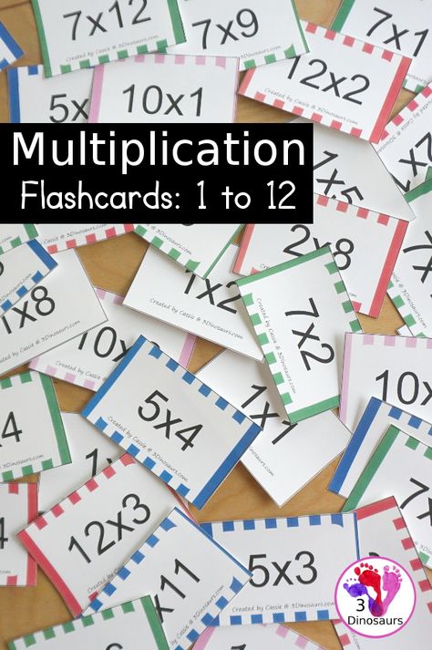 Free Multiplication Flash Cards Printables - with multiplication from 1 to 12 with white, red, green, pink and blue options for the cards with 8 cards on each page - 3Dinosaurs.com #mathflashcards #printableflashcards #freeprintable #3dinosaurs #multiplicationflashcards #thirdgrade #fourthgrade #multiplication Multiplication Flash Cards Printable, Flashcard Template, Kindergarten Mathematics, Multiplication Games Free, Multiplication Table Printable, Multiplication Flash Cards, Multiplication Cards, Printable Multiplication Worksheets, Math Flash Cards