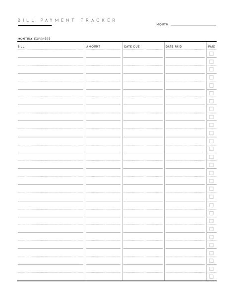 This Printable Bill Tracker Template is a perfect way of keeping an eye on your monthly expenses. You can use this free printable bill tracker to see what you actually spend your money on every month and then find ways to cut back. #billtrackerprintable #billtrackertemplate #billtrackerfree #plannerpagesprintablefree #freeplannerprintables #freeplannerinserts Good Notes Money Tracker, Free Monthly Bill Tracker Free Printable, Free Bill Tracker Printable, Bill Tracker Free Printable, Monthly Bill Tracker Free Printable, Free Printable Bill Tracker, Monthly Bills Template, Bill Tracker Template, Printable Bill Tracker