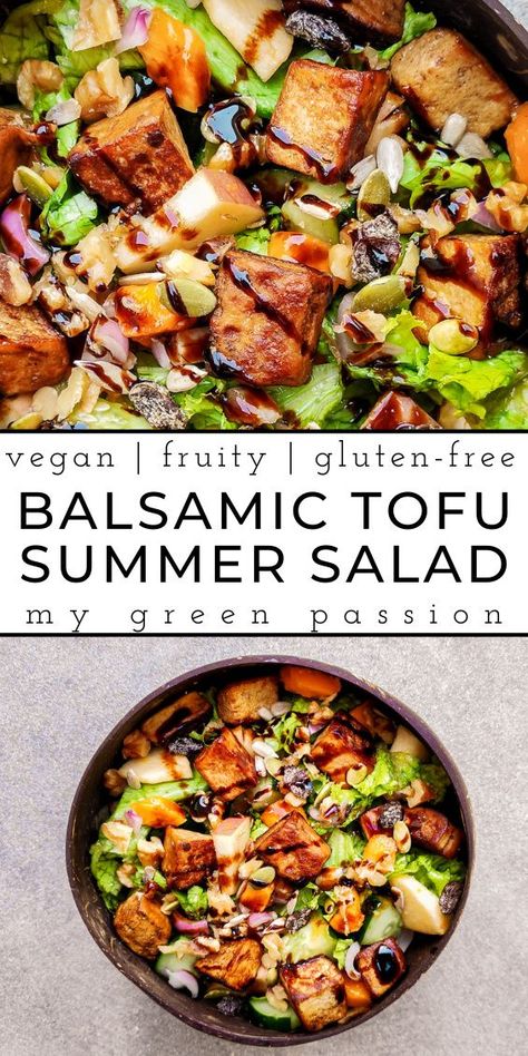 Salad Vegan Recipes, Balsamic Tofu, Vegan Summer Recipes, Tofu Salad, Salad Vegan, Vegan Salad Recipes, Summer Salad, Tofu Recipes, Free Summer