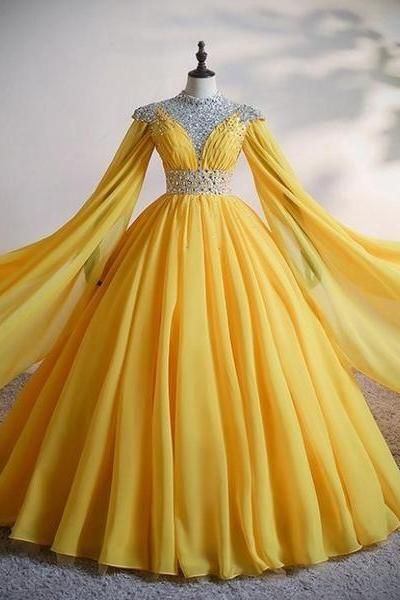 Formal Dress Yellow, Yellow Ballgown, Hufflepuff Outfit, Yellow Formal Dress, Fire Dress, Beaded Ball Gown, Royalty Dress, Beaded Ball, Prom Dresses Yellow