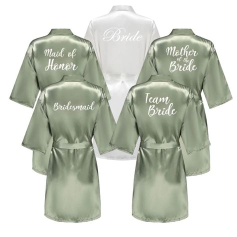 Just found this amazing item on AliExpress. Check it out! $6.81 | Grass Green Women's White Letter Bride Bridesmaid Short Satin Robes for Wedding Party Getting Ready Green Bridesmaid Robes, Wedding Party Getting Ready, 2026 Wedding, Wedding Robes Bridesmaids, Green Bridal Showers, Filipino Wedding, Satin Robes, Short Satin, Sage Green Wedding