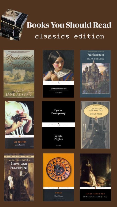 Classics, Classic books , dark academia Jane Eyre Book, Classic Literature Books, Pride And Prejudice Book, Books To Read Nonfiction, Books You Should Read, Self Development Books, Fantasy Books To Read, Unread Books, Recommended Books To Read