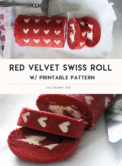 Red Velvet Jelly Roll Cake, Red Velvet Roll Cake, Red Velvet Swiss Roll, Red Velvet Roll, Valentines Red Velvet, Red Velvet Cake Roll, Jelly Roll Cake, Frozen Pattern, Swiss Roll Cake