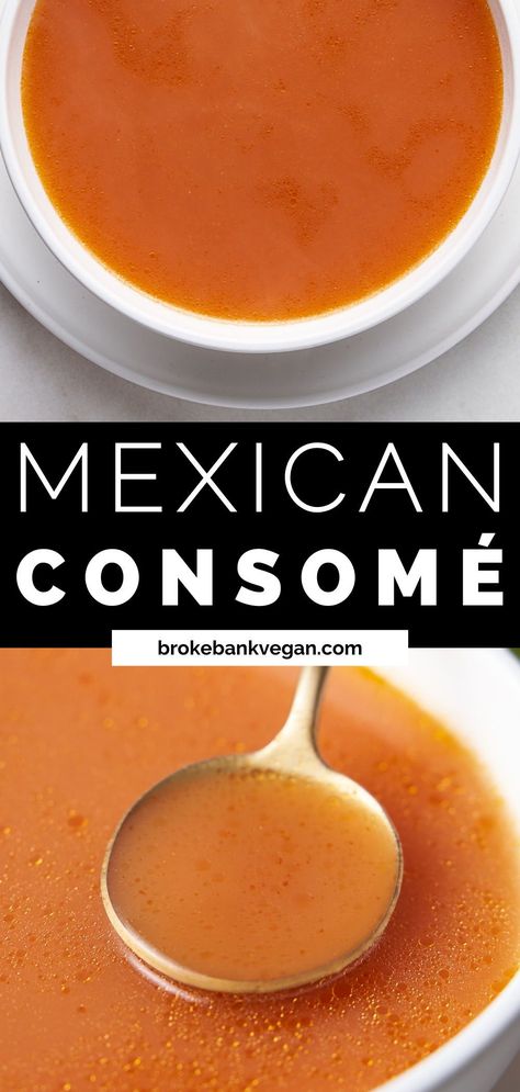 Tomato Broth Recipe, Mexican Broth Soup, Consome Recipes, Consome Sauce, Consomme Soup, Clean Soup, Consomme Recipe, Quick Tomato Soup, Gluten Free Mug Cake