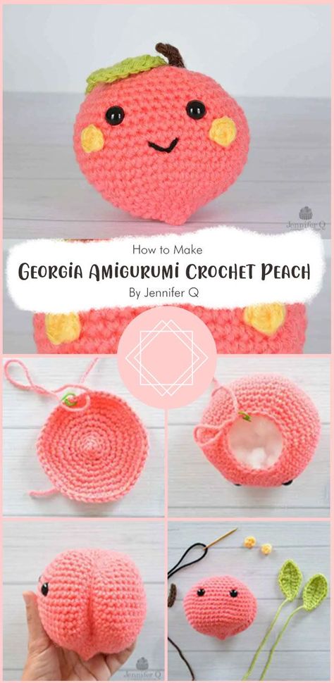 Georgia Amigurumi Crochet Peach – Free Pattern By Jennifer Q is a fun and colorful crochet pattern. This amigurumi is perfect for any occasion. Crochet Peach, Mushroom Patterns, Doll Amigurumi Free Pattern, Amigurumi Cow, Whimsical Woodland, Crochet Fruit, Crochet Mushroom, Easy Crochet Patterns Free, Plushie Patterns