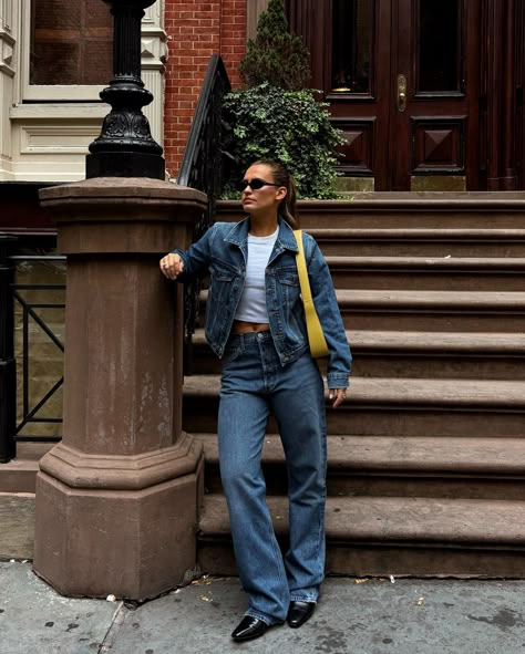 starting to feel like a lalala fall in @agolde new denim on denim moment 🤎 Fall, fall inspo, fall aesthetic, fall vibes, fall fashion, fall styles, fall style inspo, fall in New York, fall in nyc, west village, style, ootd, ootd inspo, street style, denim, denim on denim, denim moment, denim lover, agolde, agolde denim, jeans, best jeans. #denimondenim #fallfashion #fallaesthetic #fallvibes #fallootd #fallinnewyork #falloutfits #denim #bestjeans Nyc West Village, Denim Outfit Fall, Fall In New York, Aesthetic Fall Vibes, Vintage Shoot, Fall In Nyc, Fall Nyc, Street Style Denim, Denim Aesthetic