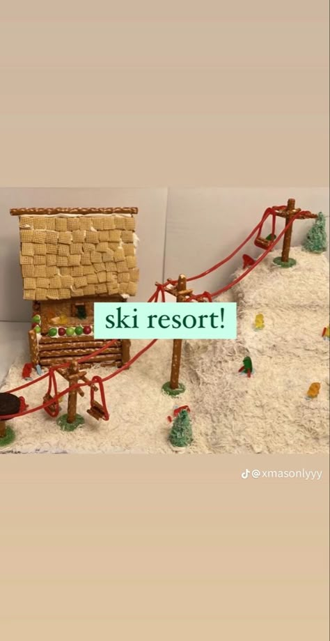 Homemade Gingerbread House, Cool Gingerbread Houses, Ginger House, Ski House, Ski Lodge, Ski Chalet, Ski Resort, House Inspiration, Gingerbread House