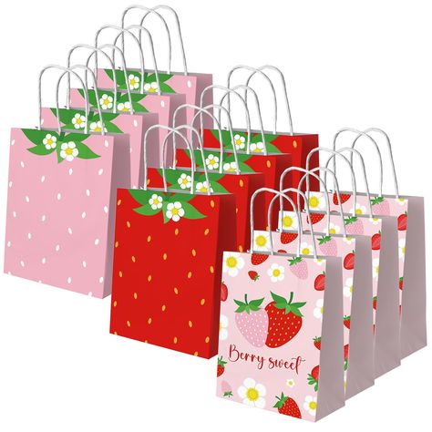 PRICES MAY VARY. Strawberry Gift Bags: You will get 12 strawberry party favors bags with 3 different styles, 4 pieces for each style, size is 6 inch ×8.5 inch. Small gift bags are enough to meet your needs for various sized parties. Paper Goodie Bags: This paper bag is made of high quality paper, sturdy, reusable and no smell, which can meet the needs of your daily life. Treat bagsPerfect to strawberry shortcake party decorations. Gift Bag with Handles: All the paper party favor bags have handle Strawberry Shortcake Goodie Bags, Sweet One Strawberry Birthday Theme, Berry 1st Birthday Party Decorations, Strawberry Shortcake Birthday Party Decorations, Strawberry Shortcake Party Decorations, Strawberry Shortcake Baby Shower Ideas, Strawberry Party Ideas, Strawberry First Birthday Theme, Strawberry Party Favors