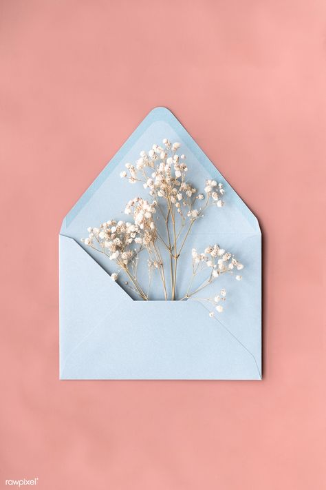 Cute blue envelope with flowers | premium image by rawpixel.com / Jira Envelope With Flowers, Open Envelope, Wedding Return Address Labels, Blue Envelope, Return Address Wedding, Hand Flowers, Blue Envelopes, Greenery Wedding Invitations, Resin Ideas