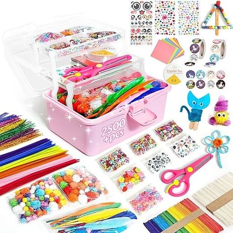 🎨 Unleash Creativity with Doyran's 2500+ Kids Craft Kits! 🌟 Spark endless imagination and creativity with the Doyran 2500+ Kids Craft Kit! Perfect for toddlers ages 4-9, this all-in-one DIY arts and crafts set comes packed with everything your little one needs for endless crafting fun. From unicorn stickers to multi-color feathers, beads, pompoms, and more, the possibilities are endless! ✨ Features: Includes: Unicorn stickers, craft paper, beads, buttons, colored sticks, pipe cleaners, pom... Art Box For Kids, Art Sets For Kids, Cat Coloring, Diy School Supplies, Unicorn Stickers, School Accessories, Pipe Cleaners, Craft Kits For Kids, Pink Collar