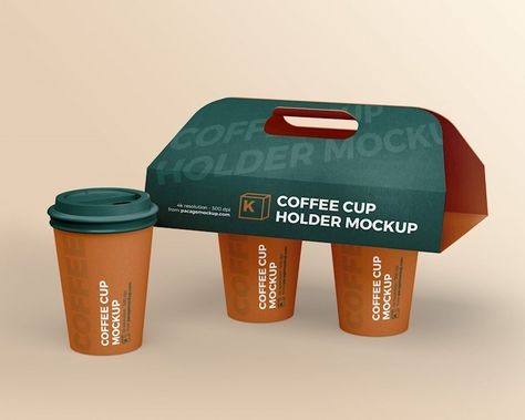 21 Nice Cup Holder Mockups (Both Free & Premium) - Onedesblog Pizza Gourmet, Coffee Holder, Brain Logo, Free Packaging Mockup, Coffee Box, Coffee Cup Holder, Paper Coffee Cup, Bag Mockup, Graphic Design Packaging