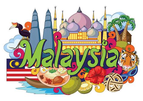 Illustration about Vector illustration of Doodle showing Architecture and Culture of Malaysia. Illustration of hibiscus, holiday, background - 72405653 Other Words For Happy, Malaysia Poster Design, Words For Happy, Malaysia Illustration, Malaysia Poster, Travis Scott Iphone Wallpaper, Free Invitation Cards, Lukisan Comel, Independence Day Poster