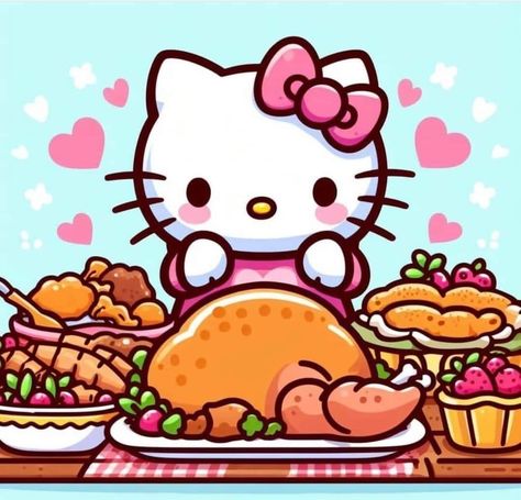 Thanks Giving Hello Kitty, Happy Thanksgiving Hello Kitty, Hello Kitty Thanksgiving Wallpaper, Thanksgiving Hello Kitty, Autumn Hello Kitty, Thanksgiving Pfp, Hello Kitty Thanksgiving, Bento Cakes, Kitty Pictures