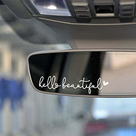 3x Hello Beautiful Rearview Mirror Decal, Vanity Mirror Stickers, Rear View Mirror Vinyl Decal, Car Accessories Gifts, Car Decal For Women, Car Window Decal, Self Affirmations Decal Car Mirror Decals, Car Accessories Gifts, Mirror Vinyl, Mirror Decals, Mirror Decal, Vinyl Tumblers, Tumbler Stickers, Mirror Stickers, Car Window Decals