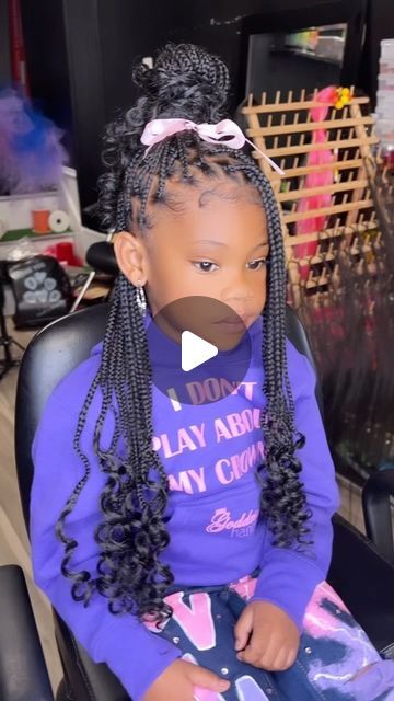 Knotless Braids Little Kids, Hairstyles For Little Black Girls Kids Easy Braids, Kid Boho Knotless Braids, Knotless Box Braids For Little Kids, Box Braids Kids Hairstyles, Kids Knotless Braids With Curls, Box Braid Hairstyles For Kids, Free Hand Hairstyles For Kids, Kids Knotless Box Braids With Curly Ends