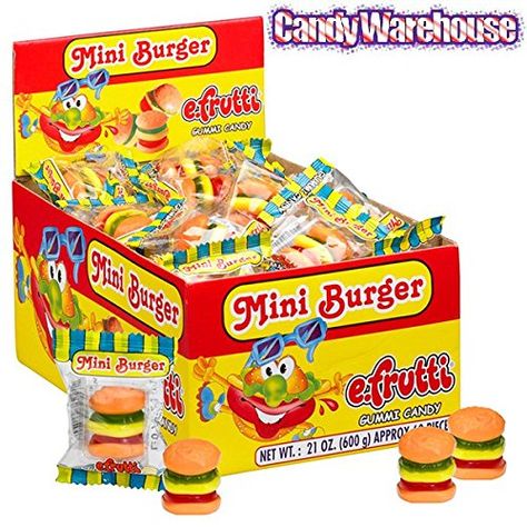 Amazon.com : Gummy Mini Burgers Candy 60 Piece Box : Grocery & Gourmet Food Mini Cheese Burgers, Gummy Burgers, Cheese Burgers, Wholesale Candy, Burger Box, Bulk Candy Store, Candy Videos, Stall Design, All Candy