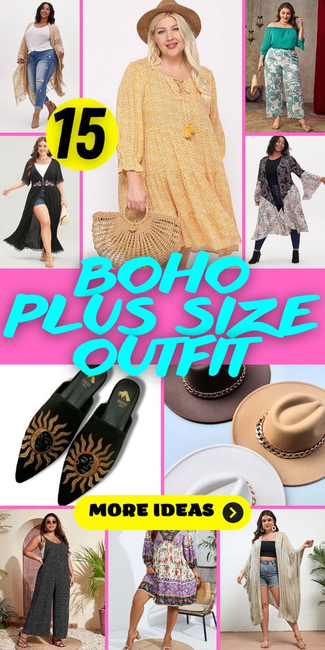 15 Boho Plus Size Outfit Ideas: Embrace Comfort and Style Plus Size Southwestern Outfits, Boho Style Plus Size Outfits, Boho Fall Outfits Plus Size, Boho Outfits Plus Size, Bohemian Outfits Aesthetic, Hippie Outfits Plus Size, Chic Outfits Plus Size, Plus Size Boho Fashion, Plus Size Boho Outfits