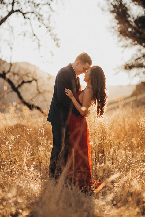 Elegant Fall Engagement Pictures, Brunette Engagement Photos, Engagment Photo Dresses, Burgundy Engagement Pictures, Formal Outdoor Engagement Photos, Rust Engagement Pictures, Burgundy Engagement Pictures Outfit, Orange Dress Engagement Photos, Maroon Engagement Photos