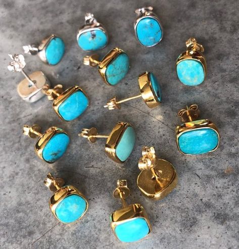 Turquoise earrings turquoise jewelry boho earrings silver | Etsy Blue Bedrooms, Best Jewellery Design, Turquoise Stud Earrings, Earrings Turquoise, Southwestern Jewelry, Ear Rings, Turquoise Rings, Women's Jewelry And Accessories, Jewelry Boho