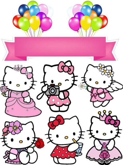 Hello Kitty Happy Birthday Cake Topper, Hello Kitty Toppers Printable, Topper Happy Birthday Hello Kitty, Hello Kitty Cake Topper Free Printable, Hello Kitty Cake Topper Printable, Hello Kitty Topper Printable, Hello Kitty Topper, Fun Birthday Invitations, Hello Kitty Printable