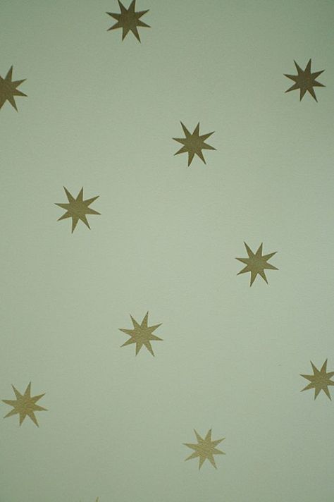 DIY Starry Ceiling (ala Osbourne and Little Coronata Star Wallpaper) - Jenny Komenda Star Wall Stencil, Gold Contact Paper, Kristen Davis, Starry Ceiling, Juniper Home, Green Notebook, Furbish Studio, Star Ceiling, Wallpaper Ceiling