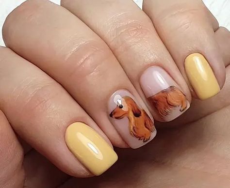 14 Nail Designs For Dachshund Lovers 2019 | Page 2 of 3 | PetPress Sausage Dog Nail Art, Weiner Dog Nails, Dachshund Nail Art, Dog Nail Art Designs, Dogs Nails Art, Nails Dog Design, Puppy Nails Designs, Dachshund Nails, Dog Nails Design