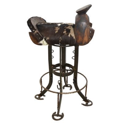 Cowhide Bar Stools, Short Bar Stools, Saddle Seat Bar Stool, Saddle Bar Stools, Extra Tall Bar Stools, Horseshoe Crafts Projects, Saddle Chair, Tall Bar Stools, Horseshoe Crafts