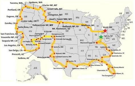 Some good stops for a cross-country road trip. Northern route - including Badlands National Park, Yellowstone, Mt Rushmore and Glacier National Park Mt Rushmore, Road Trip Map, Voyage New York, Cross Country Trip, Cross Country Road Trip, Badlands National Park, Us Road Trip, American Road Trip, Road Trippin