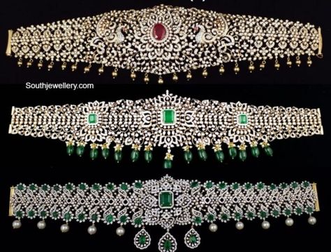 Bridal diamond vaddanam designs photo Diamond Vaddanam Designs Latest, Diamond Vaddanam Design, Diamond Vaddanam, Diamond Haram, Diamond Jhumkas, Vaddanam Designs, Jewelry Hacks, Gold Bridal Jewellery Sets, Bridal Diamond Jewellery