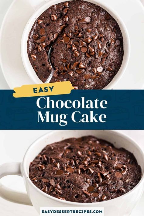 Chocolate Cake In A Mug Microwave, Homemade Mug Cake, Easy Chocolate Mug Cake, Coffee Mug Cake, Coffe Mug Cake, Chocolate Chip Mug Cake, Microwave Dessert, Easy Mug Cake, Mug Cake Recipe