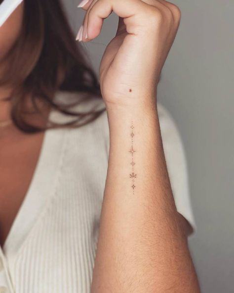 Womens Forearm Tattoo Fine Line, Minimalist Cherub Tattoo, Spiritual Tattoos Arm, Fine Line Foot Tattoo, Small Ornamental Tattoo Design, Dainty Wrist Tattoos, Inner Wrist Tattoos, Thin Line Tattoos, Side Wrist Tattoos