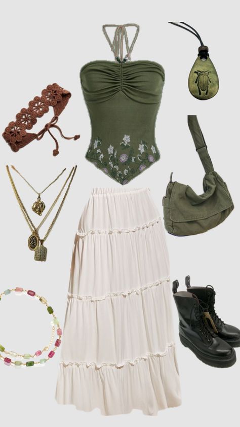 #outfit #outfitideas #outfitcheck #outfitaesthetic #outfitcollage #outfitgoals #outfitboard #outfitinsp #fairycore #fairyaesthetic #fairyaesthethic #fairygrunge #summeraesthetic #springaesthetic #springoutfit Fairycore Outfit, Earthy Outfits, Estilo Hippie, Hippie Style Clothing, Swaggy Outfits, Hippie Outfits, Look Vintage, Lookbook Outfits, Hippie Style