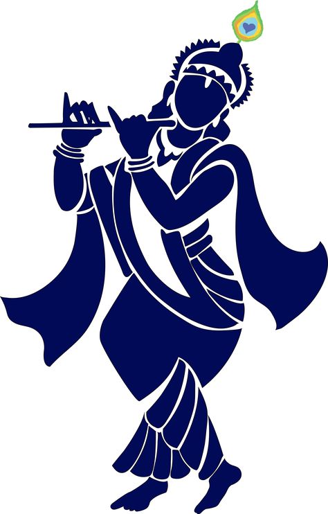 krishna Krishna Silhouette Painting, Krishna Geometric Art, Krishna Simple Art, Janmashtami Drawing Ideas Easy Simple, Lord Krishna Wall Painting, Krishna Stencil, Drawing Ideas Krishna, Krishna Drawing Mandala, Shri Krishna Sketch