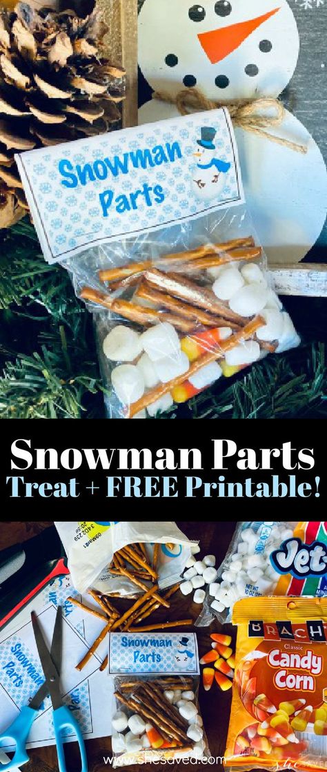 Snowman Parts Treat + FREE Printable {great for bake sales and Holiday Bazaars!} Snowman Snacks, Snowman Food, Snowman Snack, Snack Quick, 2nd Christmas, Snowman Treats, Snowman Party, Monkey Cake, Easy Homemade Gifts