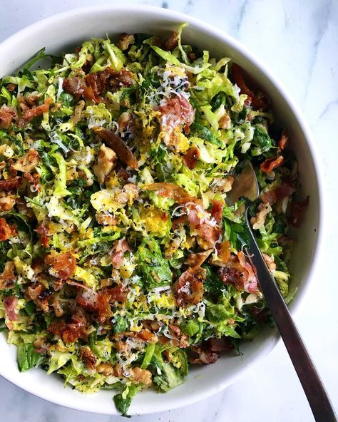 Brussel Sprout Salad Recipes, Crispy Pancetta, Shaved Brussel Sprouts, Brussels Sprout Salad, Sprout Salad, One Pot Dinners, Sprouts Salad, Brussels Sprout, Brussel Sprout Salad