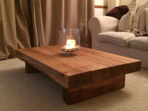 Handmade oak sleeper table Sleeper Table, Coffee Table Low, Oak Sleepers, Oval Dining Room Table, Furniture Risers, Railway Sleepers, Luxury Furniture Design, Low Coffee Table, Oak Coffee Table